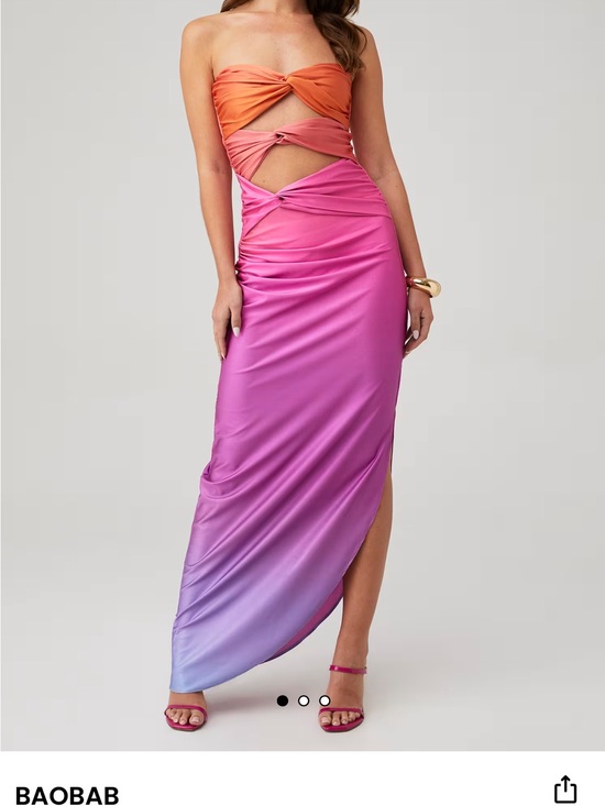 Baobab Collection Dresses & Skirts - Baobab Vera Dress Orange-Pink Ombre High-Low Twist Maxi Skirt